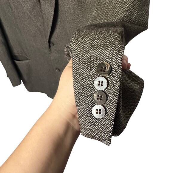Vintage mens Donna Karen New York wool grey/brown blazer shoulder pads size 40R - Picture 4 of 8